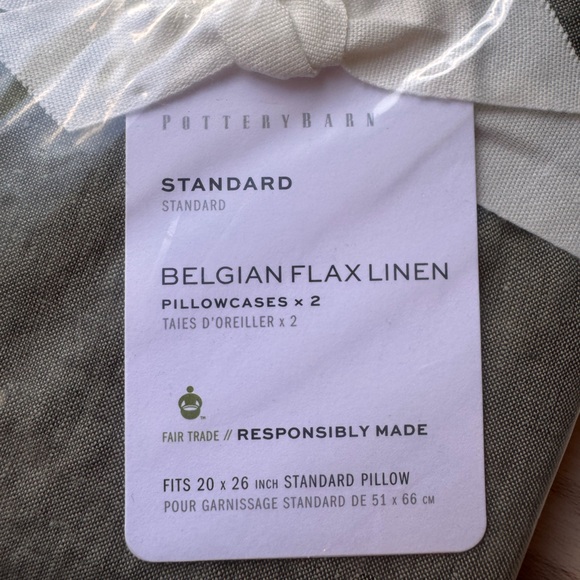 Pottery Barn Belgian Flax Linen Standard Pillowcase - Cypress Green - Picture 3 of 4